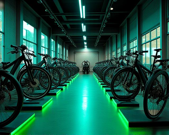 Vetrina biciclette moderne in officina