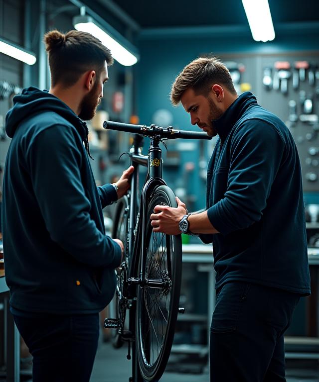 Il team di Arcipelago Cicli al lavoro nell'officina di Roma